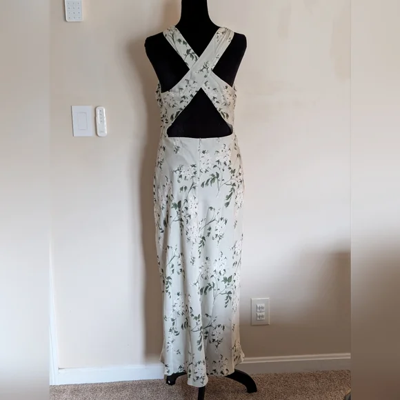 NWT Quince Washable Stretch Silk High Neck Midi Dress Jasmine Vines Medium - Picture 7 of 10